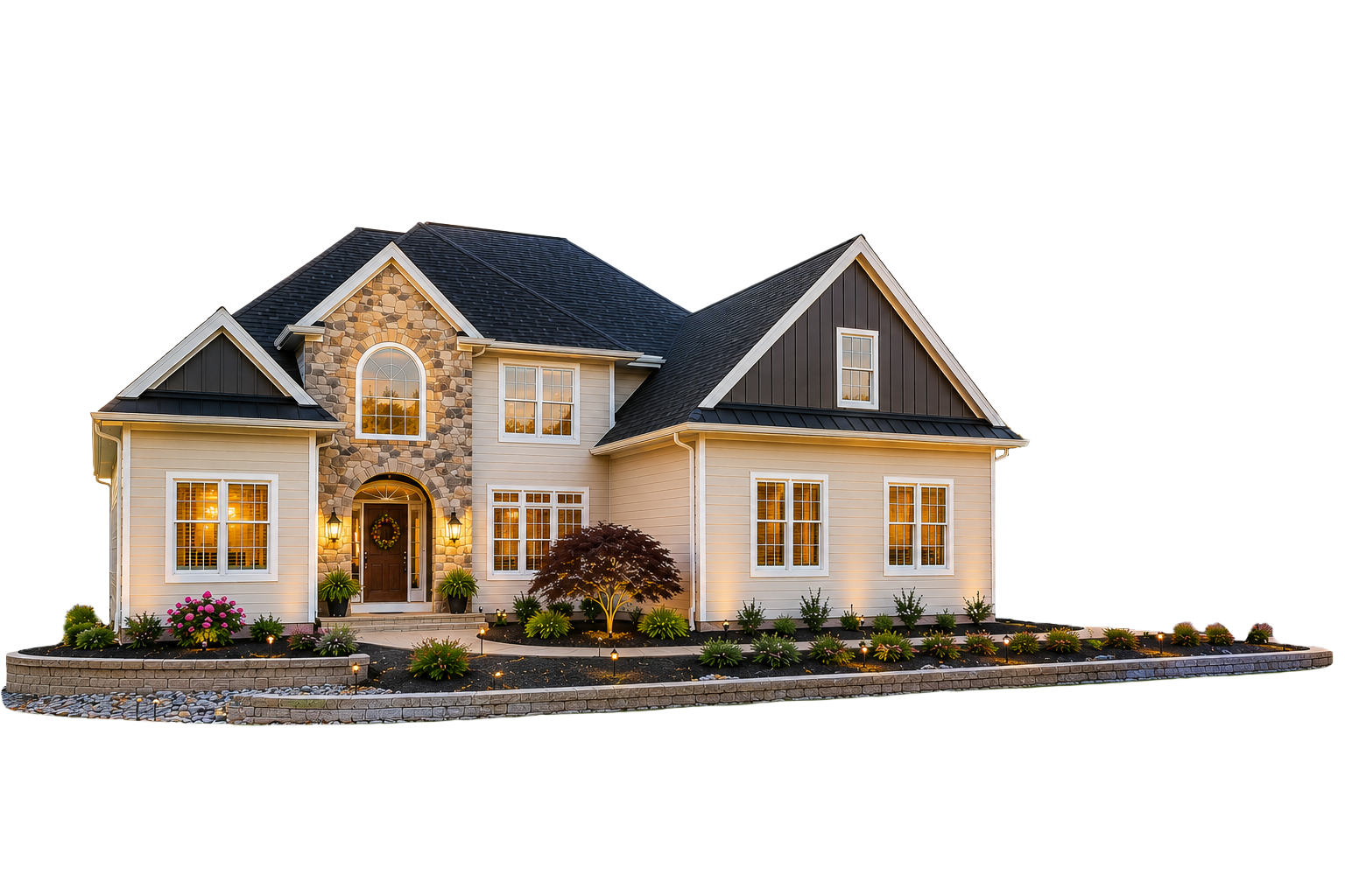 Premium home exterior with stone, siding and architectural roofing by Mountain View Exteriors